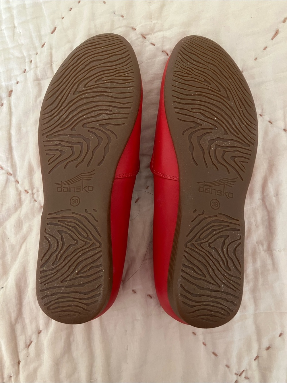 Dansko Women's Coral Red Leather Slip-On Flats - Picture 11 of 11